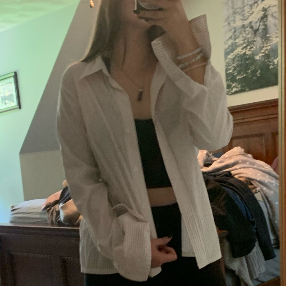 White striped button-down